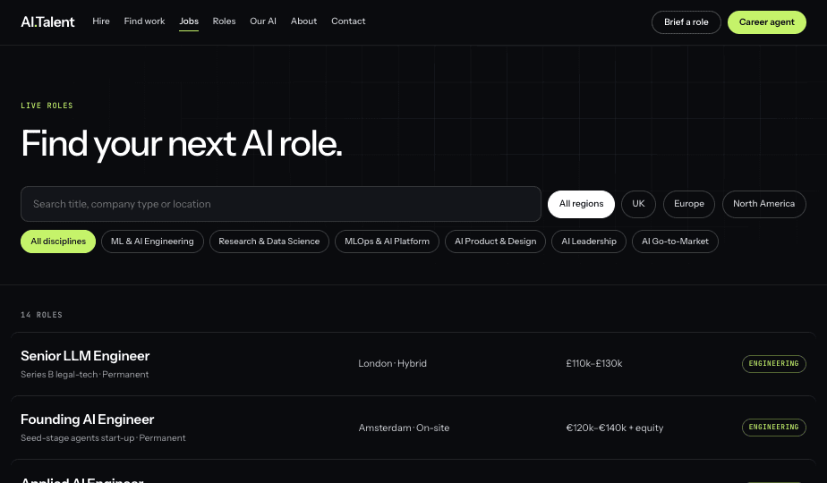 Live AI jobs board