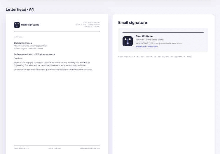Letterhead and email signature